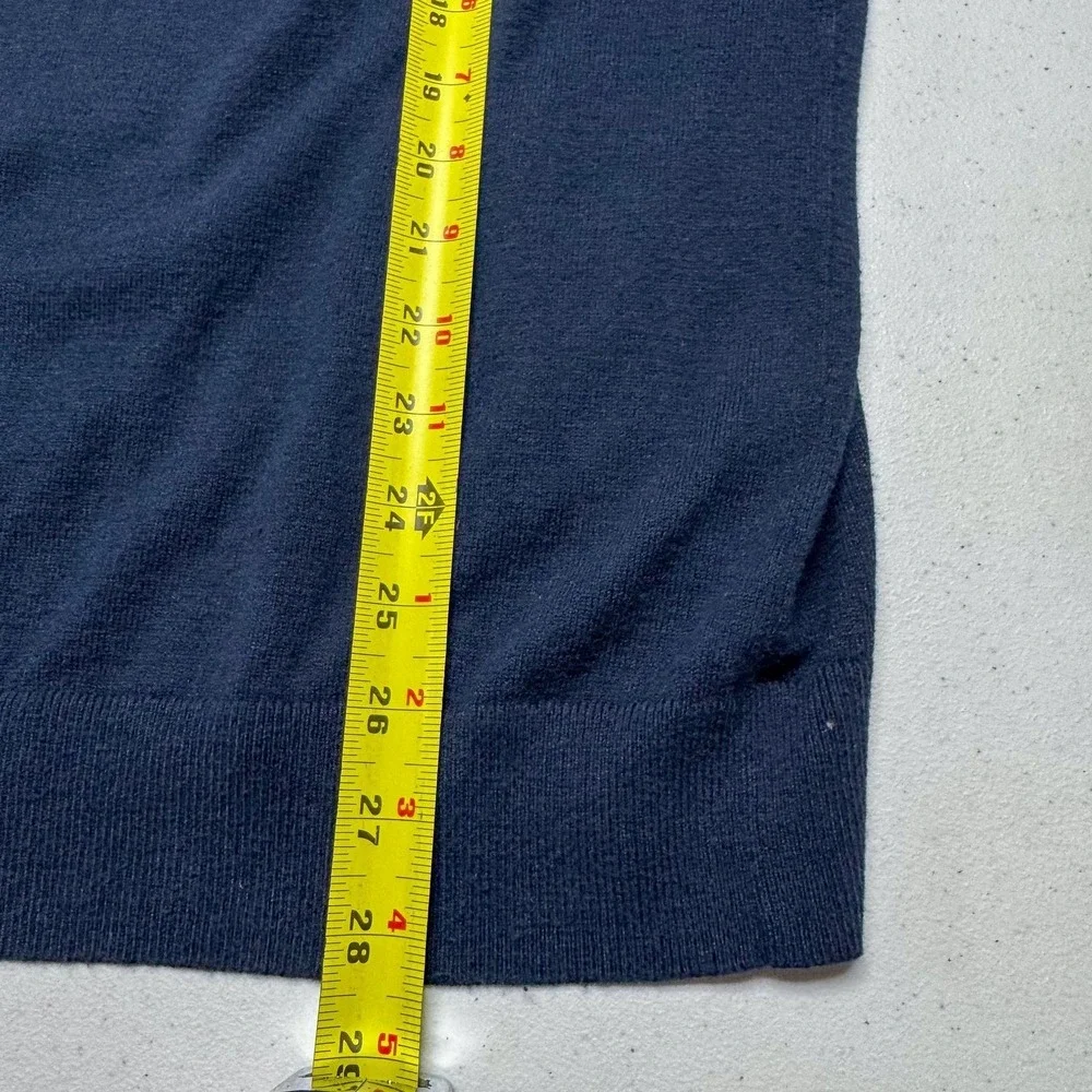 Banana Republic Sweater Mens Large Blue Silk Cashmere 1/4 Zip Mock Neck Pullover